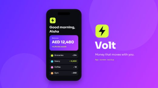 Volt App Screen Mockup — free brand kit template