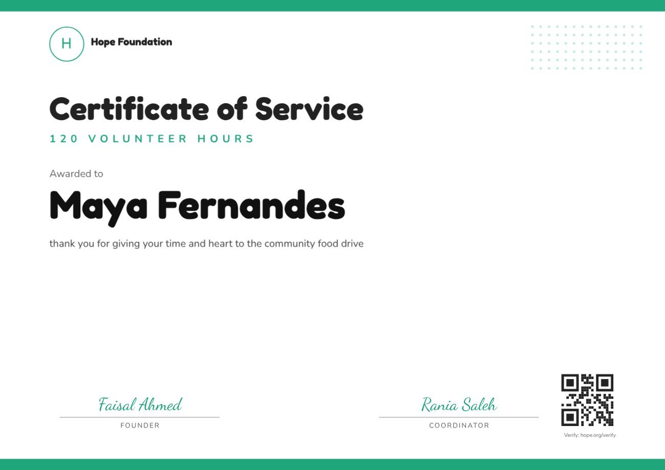 Volunteer Certificate — editable certificates template