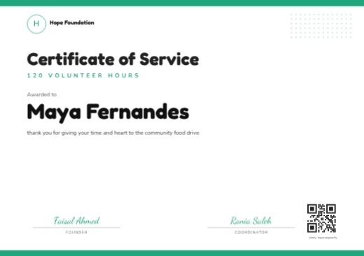 Volunteer Certificate template