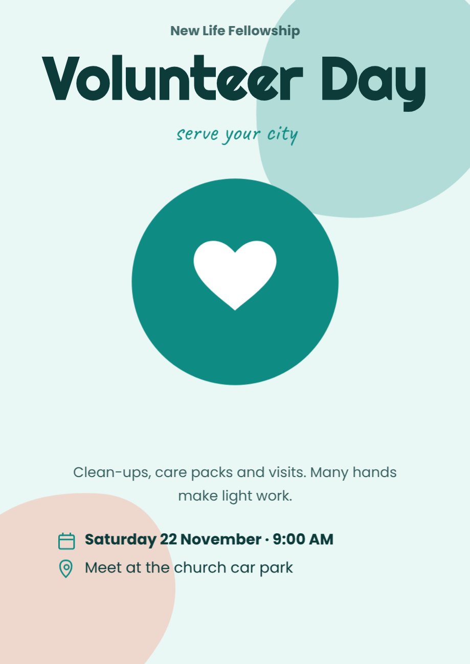 Volunteer Day Church Poster — editable events template