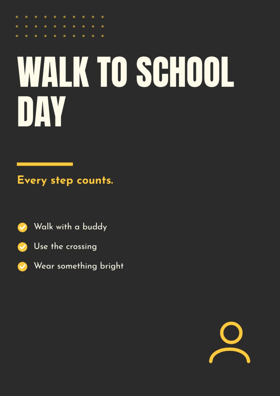 Walk to School Day Awareness Poster — editable marketing template