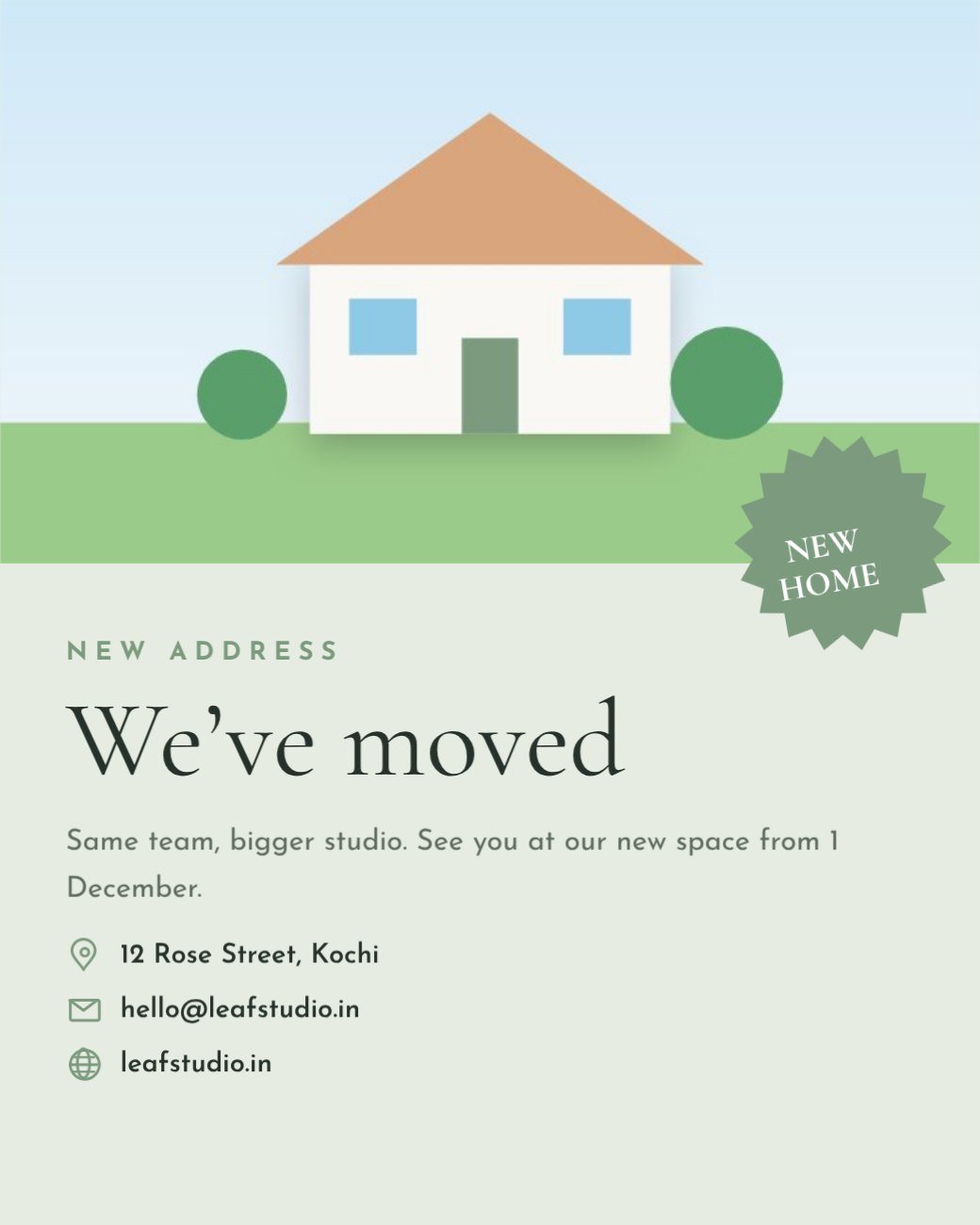 We Have Moved Announcement Post — editable social media template