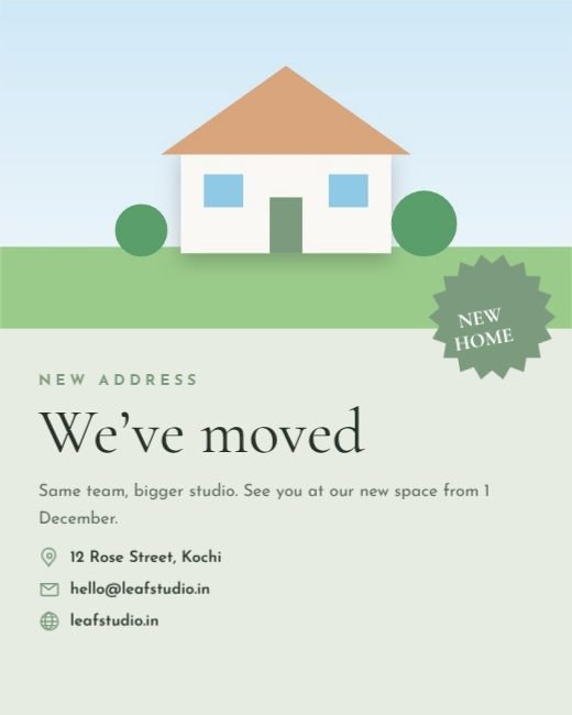 We Have Moved Announcement Post template