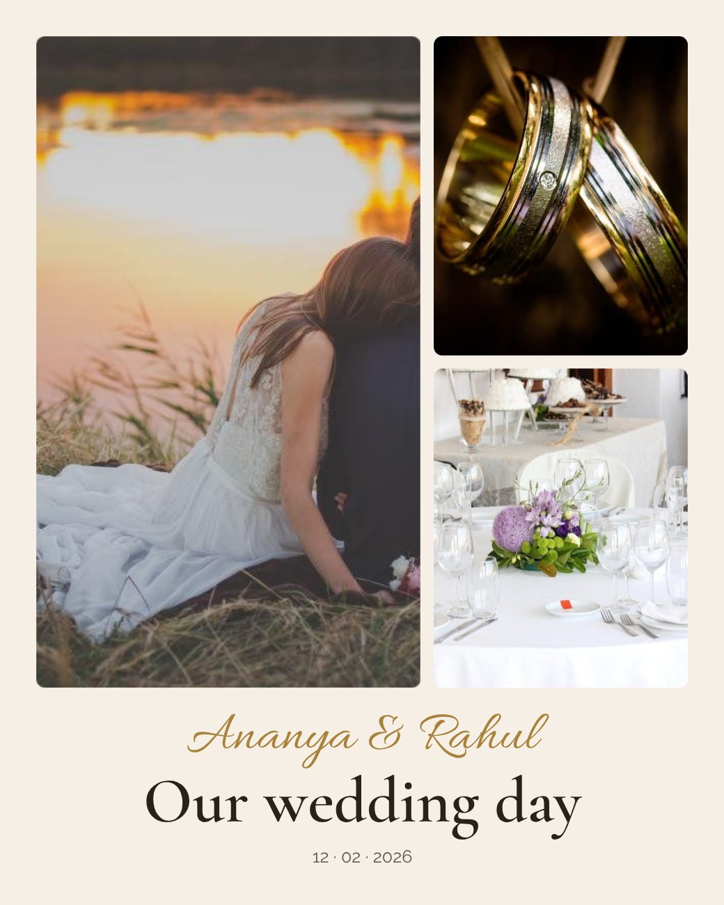Wedding Day 3 Photo Collage — editable photo collage template