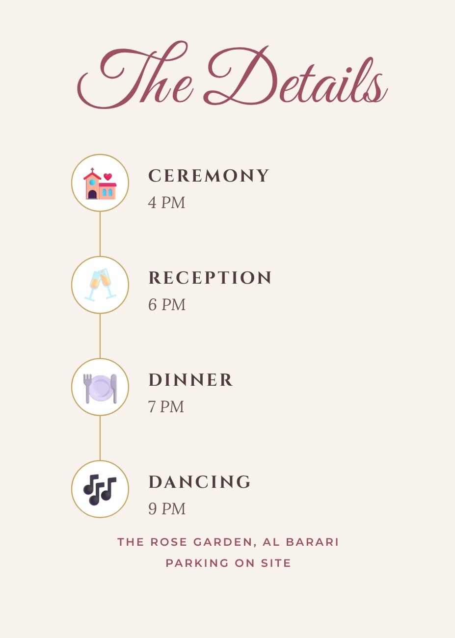 Wedding Details Card — editable wedding template