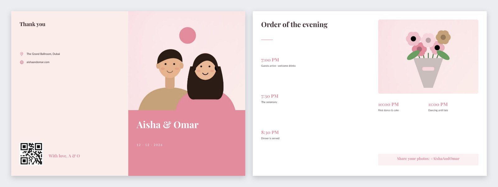 Wedding Programme Bifold Brochure — editable marketing template