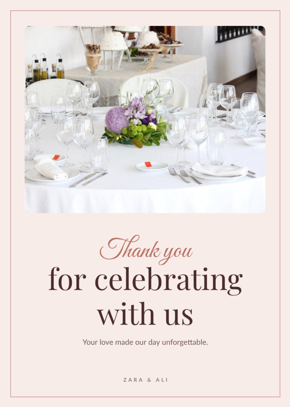 Wedding Table Thank You Card — editable wedding template