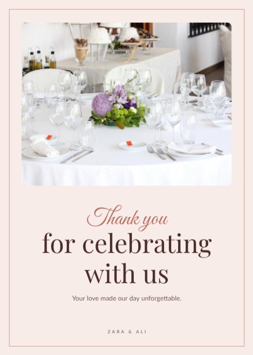 Wedding Table Thank You Card — free thank you card template
