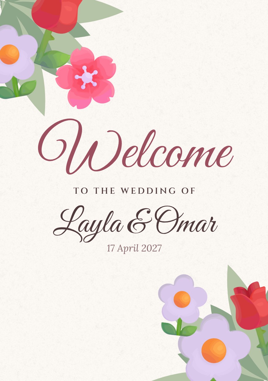 Welcome to Our Wedding Sign — editable wedding template