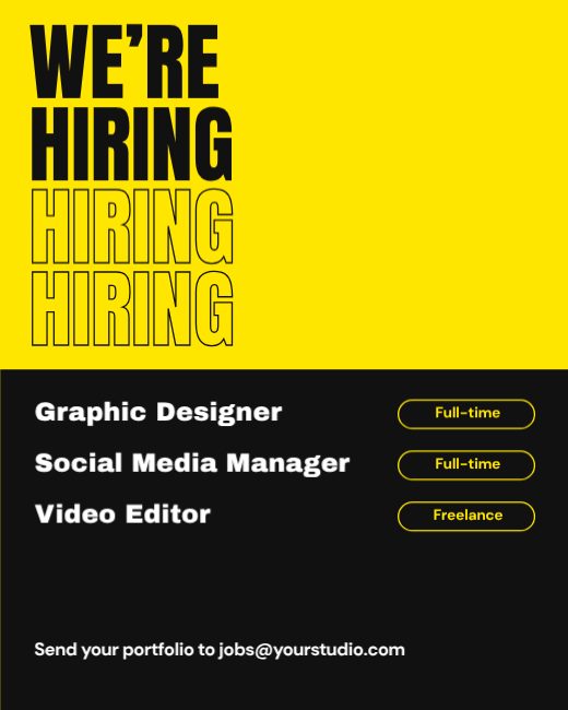 We’re Hiring Bold Type Post — free hiring poster template