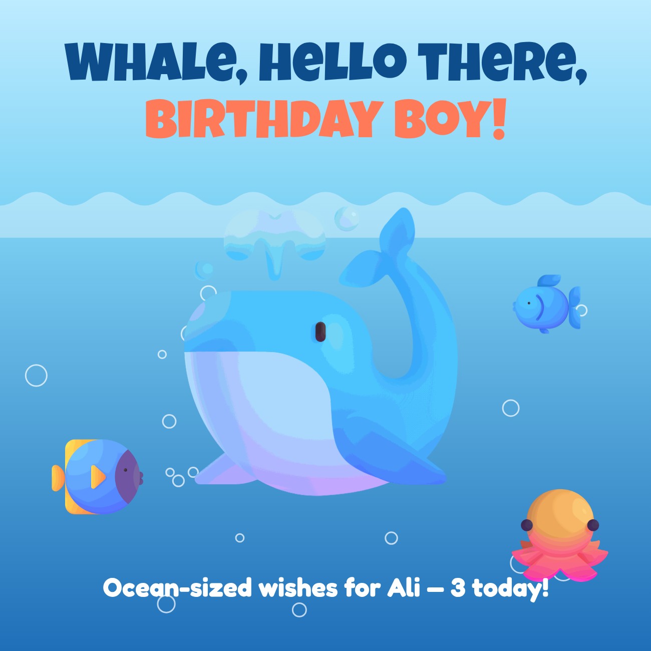 Whale Hello Under the Sea Post — editable birthday template