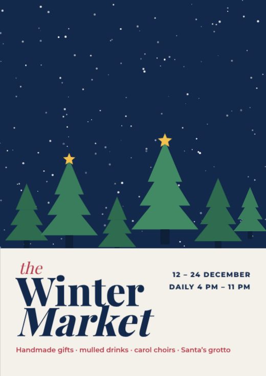 Winter Market Christmas Poster — free Christmas design template