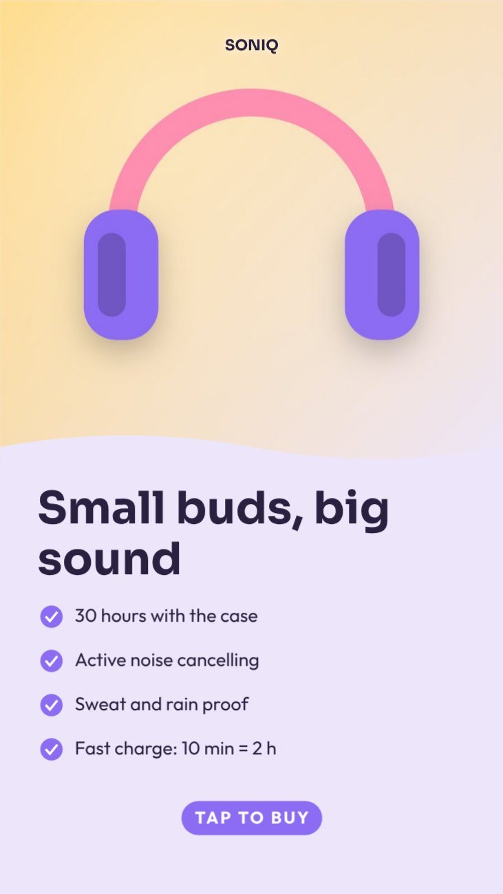 Wireless Earbuds Benefit Story — editable marketing template