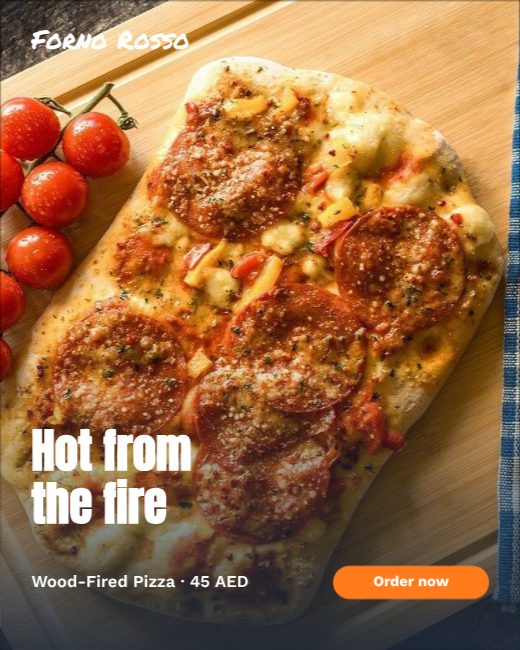 Wood-Fired Pizza Product Ad template