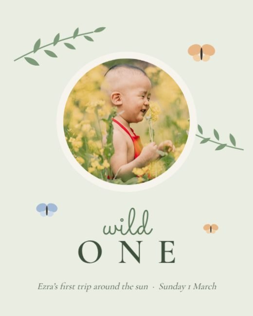 Woodland Wild One First Birthday template