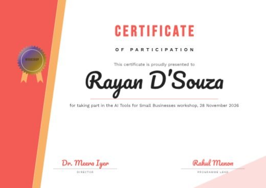 Workshop Participation Certificate