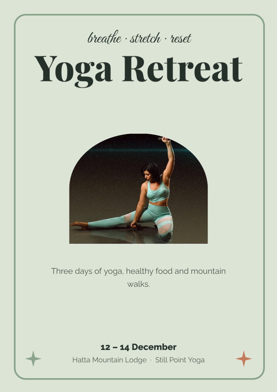 Yoga Retreat Sports Poster — editable events template
