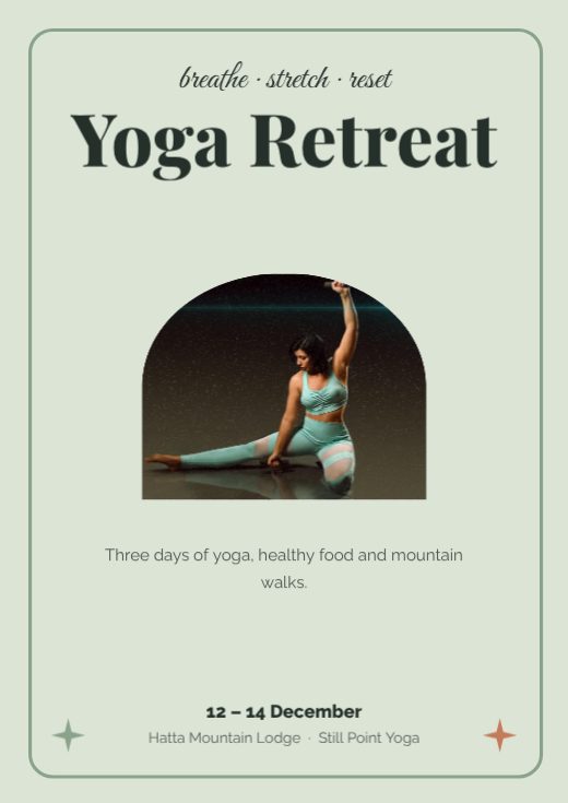 Yoga Retreat Sports Poster template