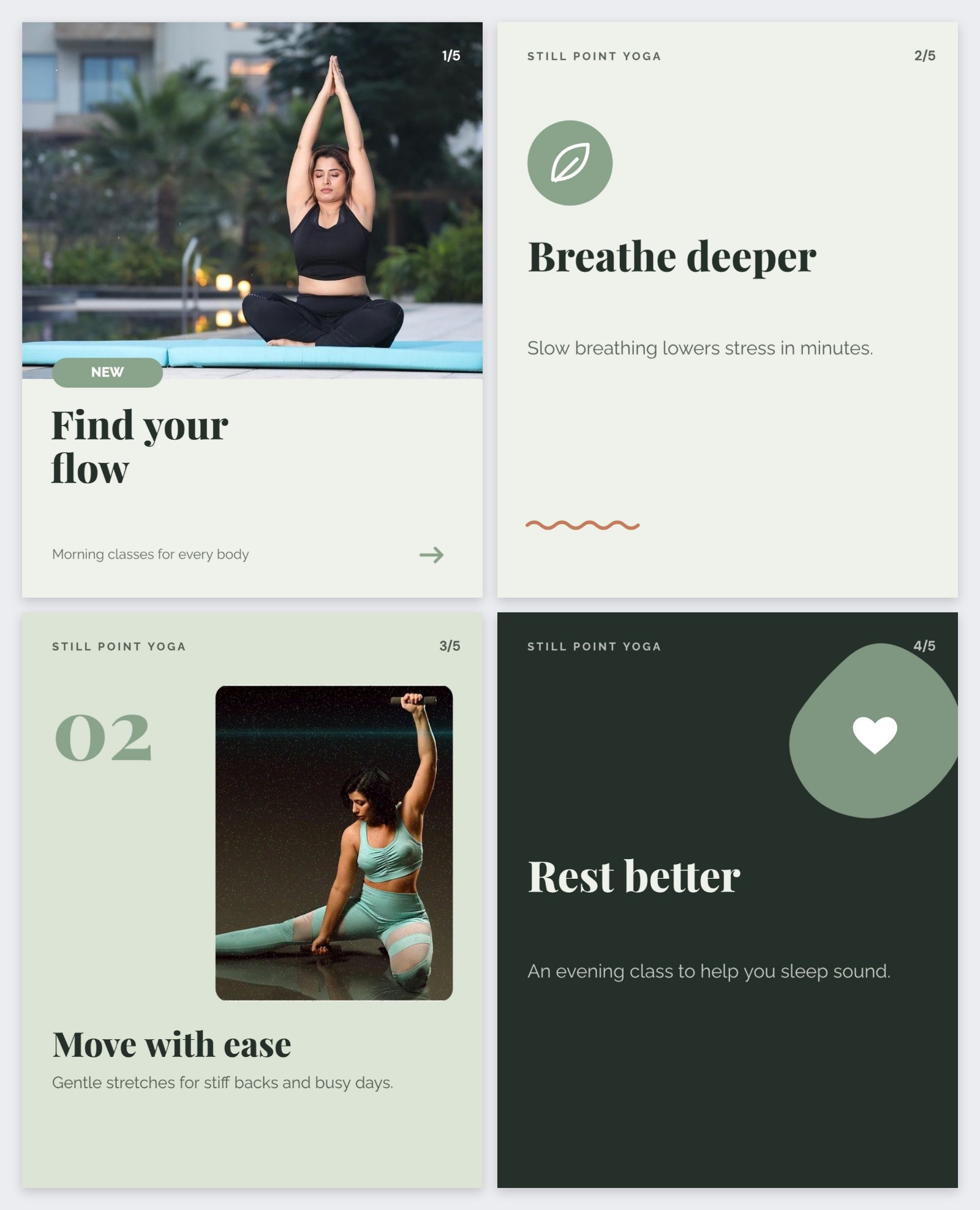 Yoga Studio Instagram Carousel — editable social media template
