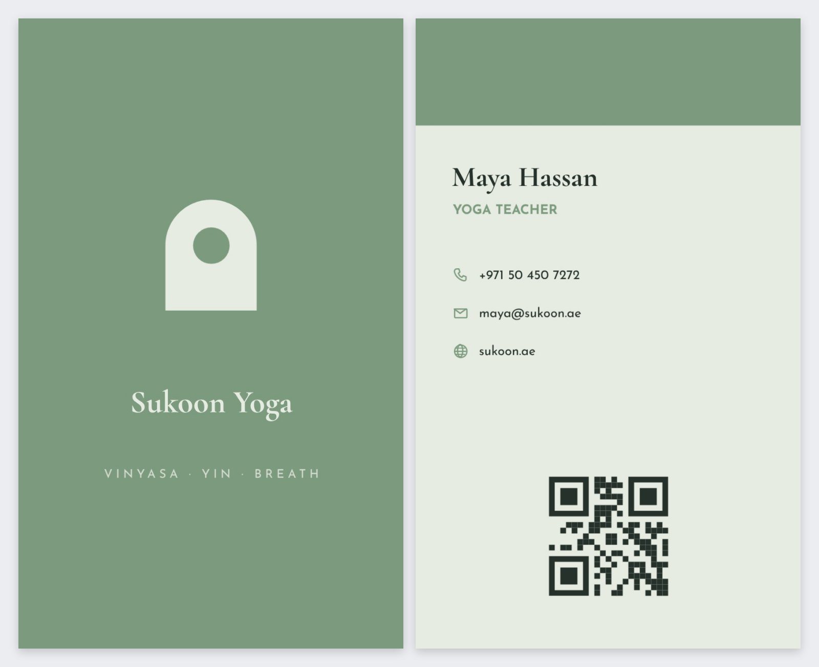 Yoga Teacher Portrait Card — editable business template