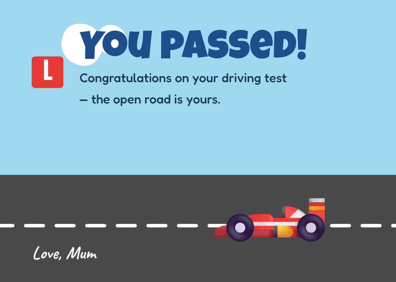 You Passed Driving Card — editable cards template