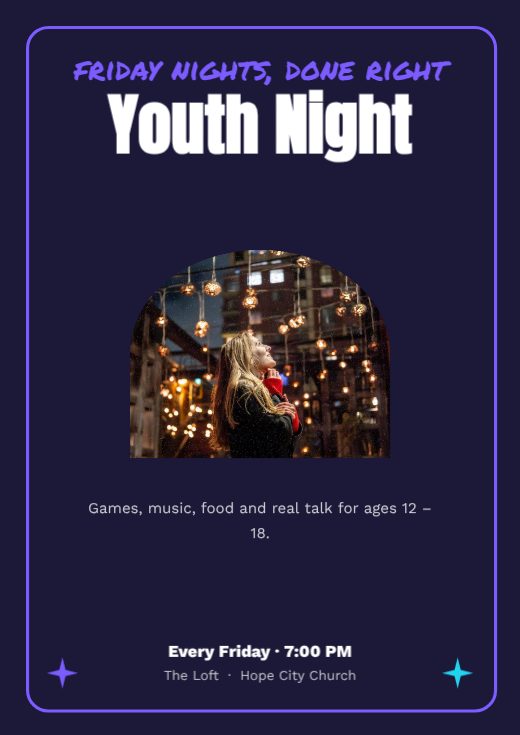 Youth Night Church Poster template