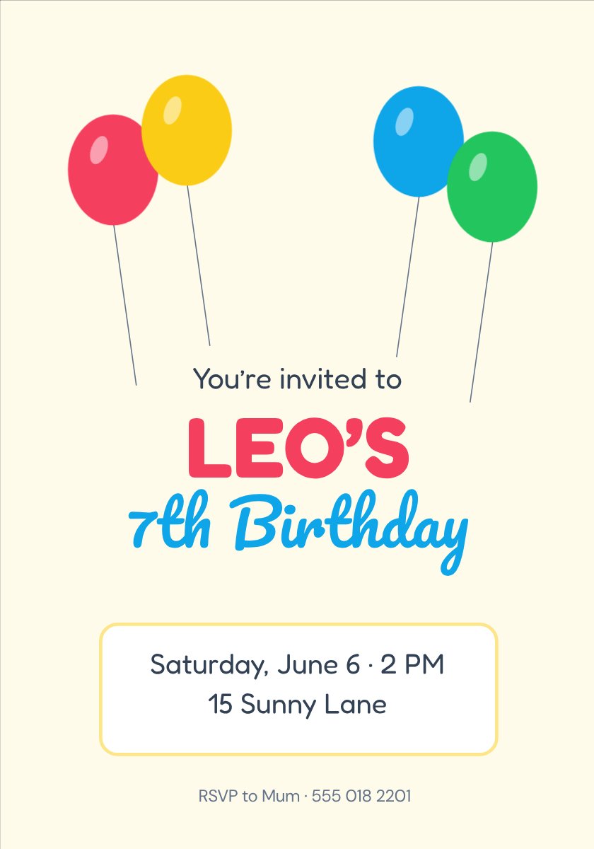 Balloon Birthday Party — editable birthday template