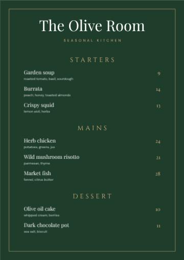 Bistro Menu template