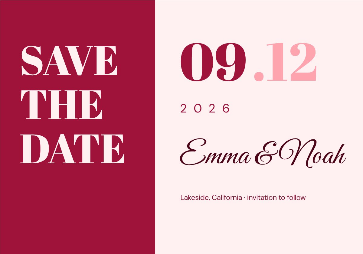 Bold Save the Date — editable wedding template