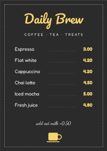 Cafe Chalkboard Menu template