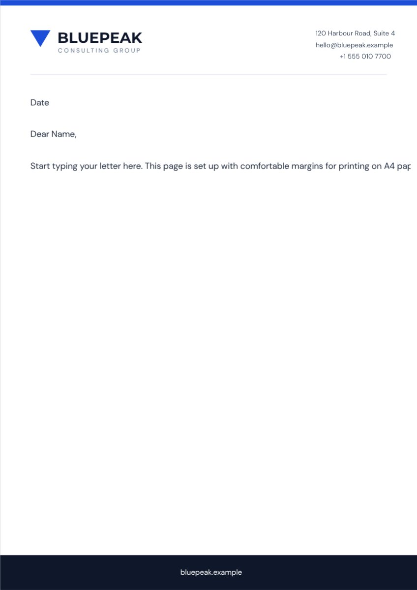 Corporate Letterhead — editable business template