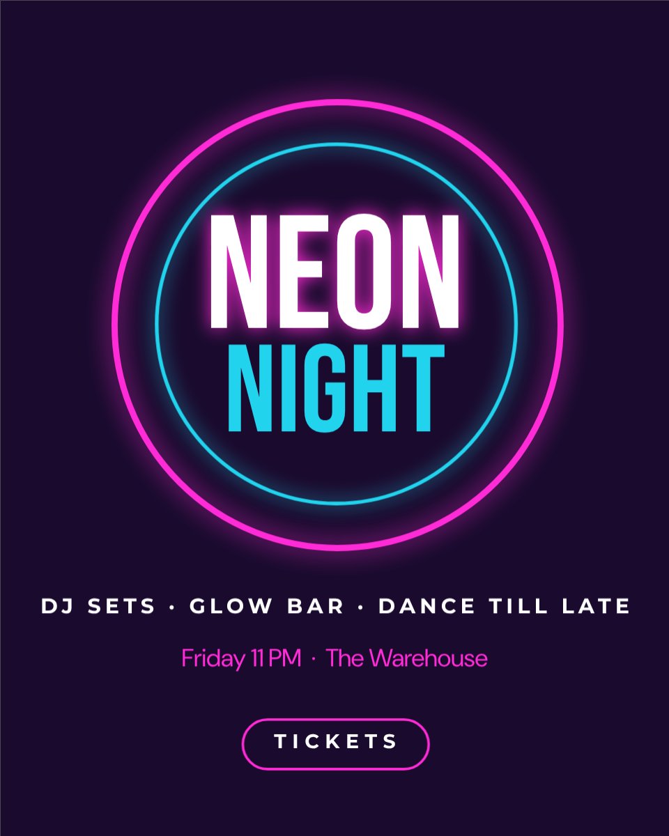 Neon Night Party — editable events template