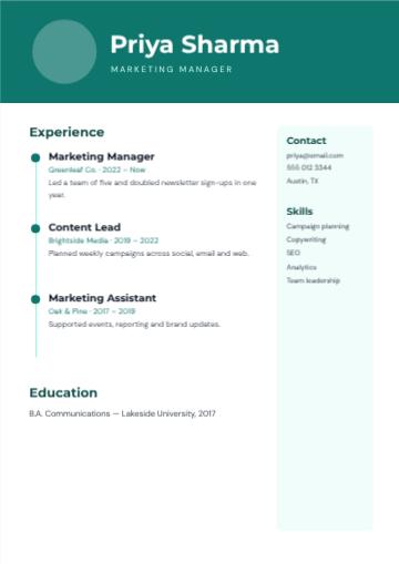 Timeline Resume template