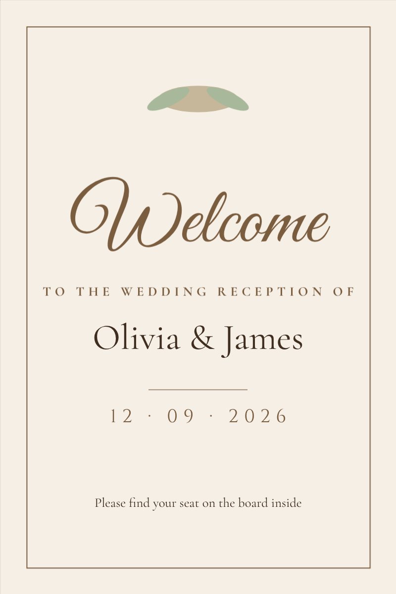 Welcome Reception Sign — editable wedding template